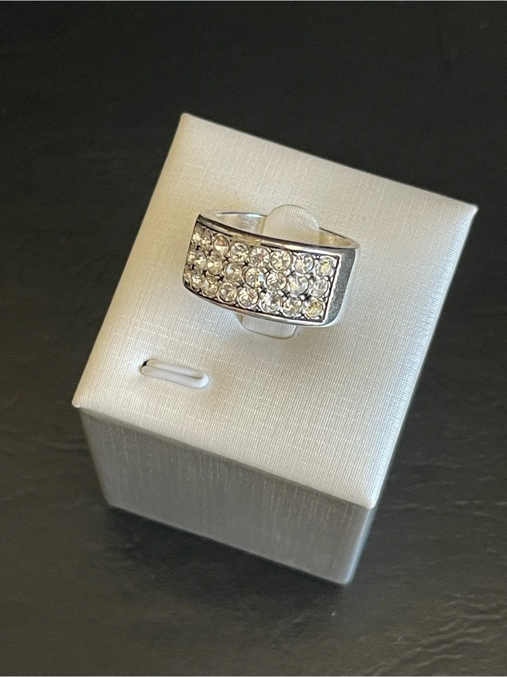 Guess Crystal Pave Silver-Tone Women's Ring